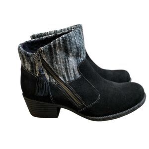 BOC Womens Arklow Ankle Boots Women 7.5 EU 37.5 Black Suede Knit Round Toe Zip